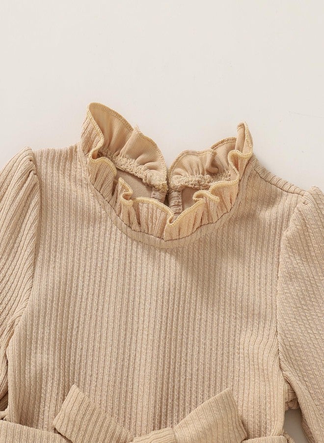 JEELLIGULAR Toddler Girl Dress Long Sleeve Knit Sweater Dress for Kids Little Girl Dresses Fall Winter Clothes Outfits(Cream Beige,2-3T) - Image 4