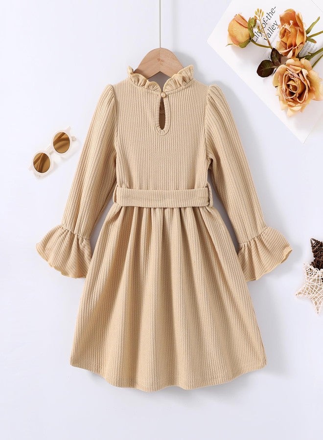 JEELLIGULAR Toddler Girl Dress Long Sleeve Knit Sweater Dress for Kids Little Girl Dresses Fall Winter Clothes Outfits(Cream Beige,2-3T) - Image 3
