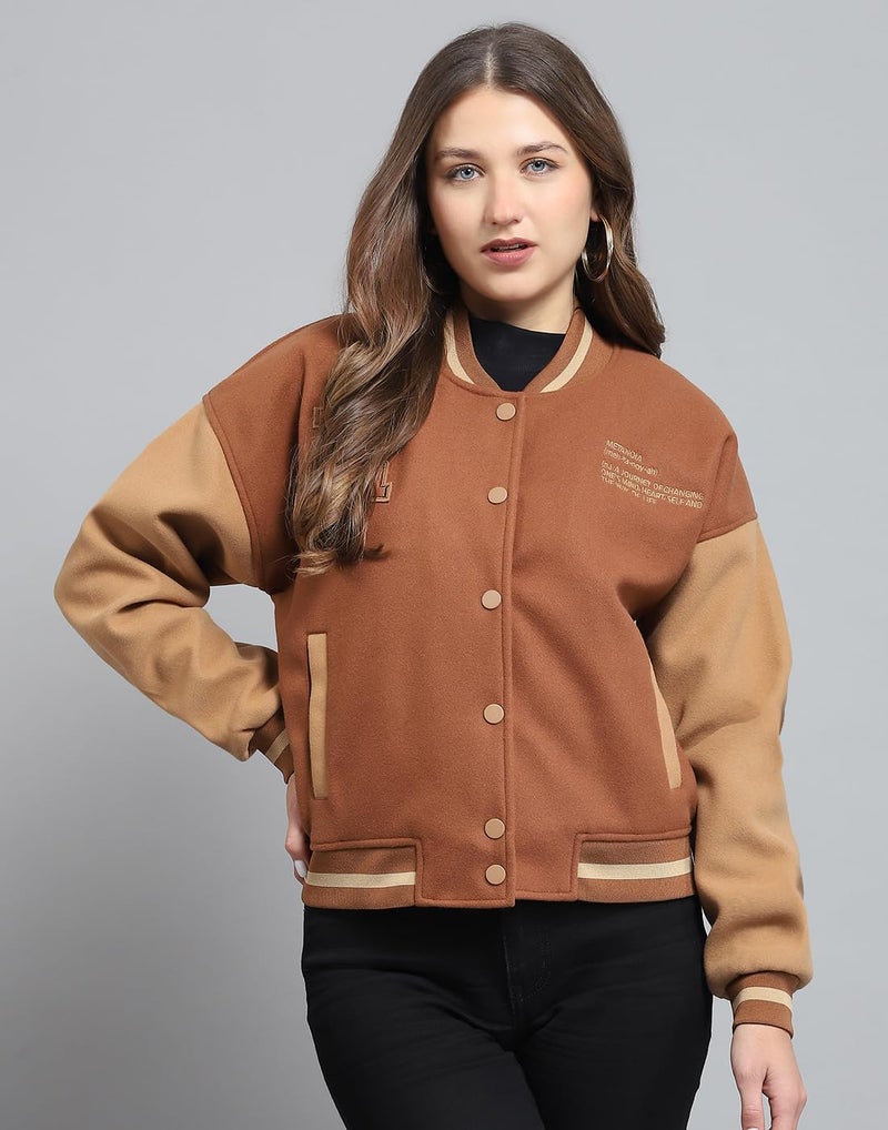 ROCKIT ROCK.IT Womens Printed Brown Band Neck Full Sleeve Jacket_2240102631 - Image 2