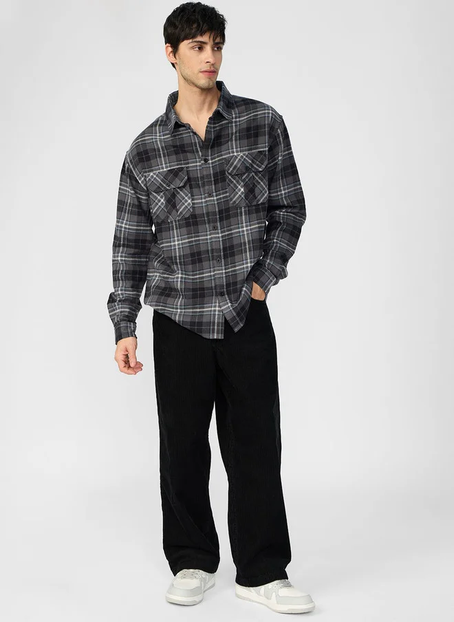 The Souled Store  The Souled Store Men Regular Fit Plaid Grey Shirt  | Best Price UAE
