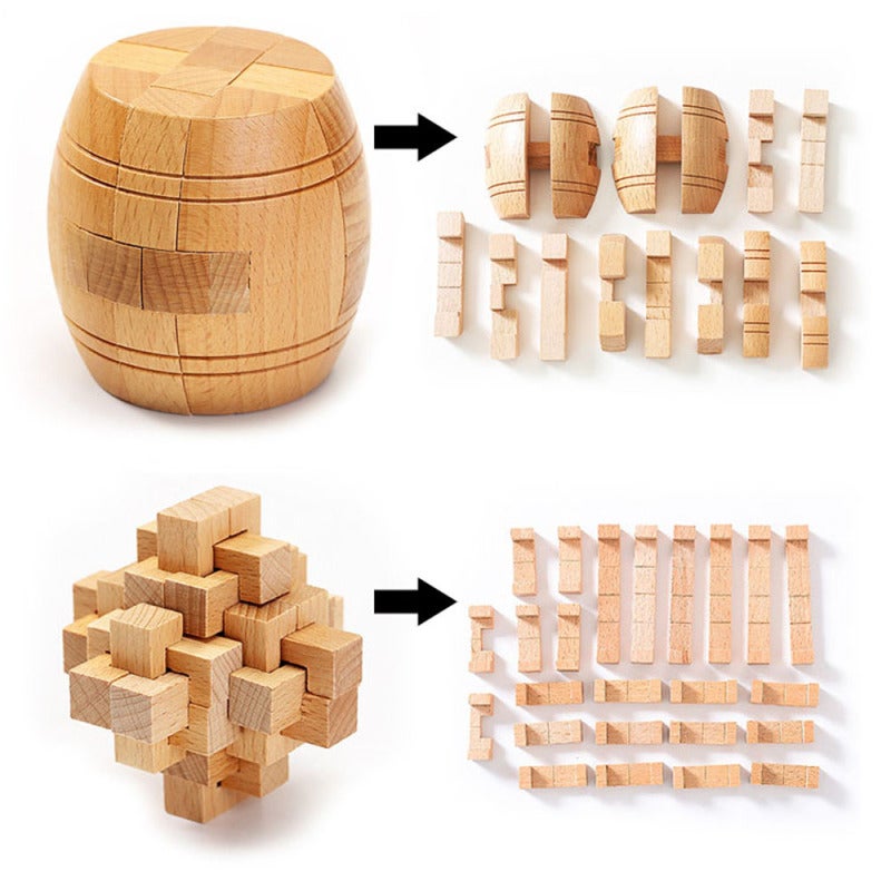Wooden Puzzle High-Quality Wood Durable Compact Portable Brain Teaser - Enhance Problem-Solving Skills Logic Game for Travel Home Entertainment Patience Training - Image 5