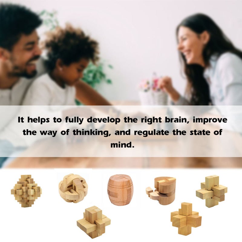 Wooden Puzzle High-Quality Wood Durable Compact Portable Brain Teaser - Enhance Problem-Solving Skills Logic Game for Travel Home Entertainment Patience Training - Image 3