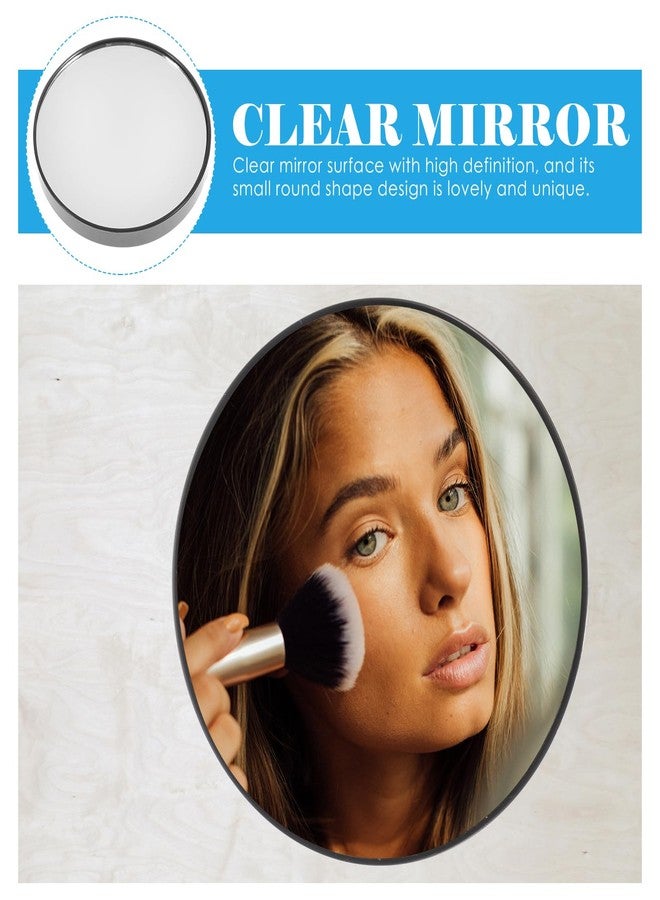 HEALLILY 7. 5cm 5X Magnifying Glass Mirror Small Round Wall Mirror Cosmetic Makeup Mirror Pocket Mirror Bathroom Mirror with Suction Cups (Black) - Image 5