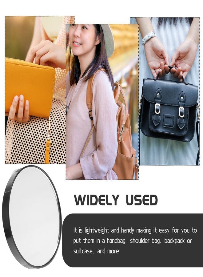 HEALLILY 7. 5cm 5X Magnifying Glass Mirror Small Round Wall Mirror Cosmetic Makeup Mirror Pocket Mirror Bathroom Mirror with Suction Cups (Black) - Image 2