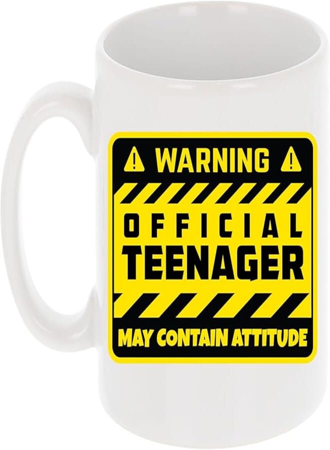 Warning Official Teenager May Contain Attitude Mug Moody Teenager Gifts Teen Gift Ideas for 13th Birthday Teenager Gifts Boys Mugs For Teenage Girls Teenager Mug 13 Year Old Gifts Awesome Teenager Mug