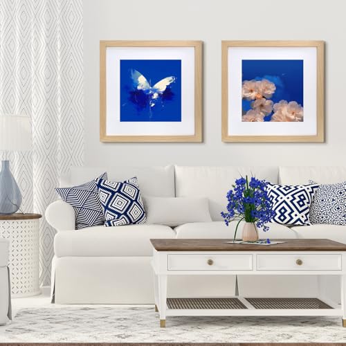 VNVNK 16x16 Frame Natural Wood Color, Perfect for 16x16 Inch Picture without Mat or 12x12 Inch Picture with Mat, Home Wall Decor Picture Frame-1 PCS - Image 2