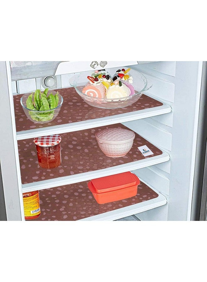 Kuber Industries Stone Print Fridge Mat Set of 6|Water Proof Refrigerator Drawer Mat|Reusable & Washable|Multipurpose Mat for Kitchen (Brown) - Image 2