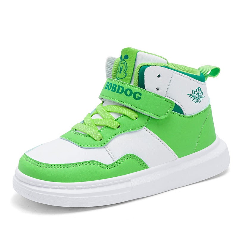 Babu Bean Children'S Shoes Girls' High-Top Board Shoes Fleece-Lined Warm Children'S Boys Sports Shoes All-Match Casual Shoes - Image 1