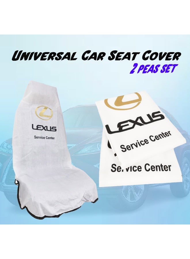 LEXUS Universal Car Seat Cover 2 Pieces Set Non Woven Disposable Seat Protector for Service Center Garage Workshop Car Wash Interior Protection Against Dust Oil Grease Dirt Temporary Front Seat Cover for Most Cars SUVs Vans Easy Fit Reusable Pack Set. - Image 4