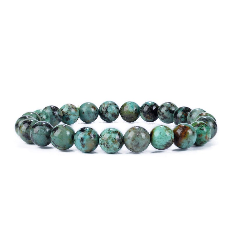 Cherry Tree Collection - Small, Medium, Large Sizes - Gemstone Beaded Bracelets For Women and Men - 8mm Round Beads (African Turquoise - Large) - Image 1