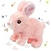 Hopearl Hopping Rabbit Interactive Electronic Pet Plush Bunny Toy with Sounds and Movements Animated Walking Wiggle Ears Twitch Nose Gift for Toddlers Birthday Pink 7 - Image 3
