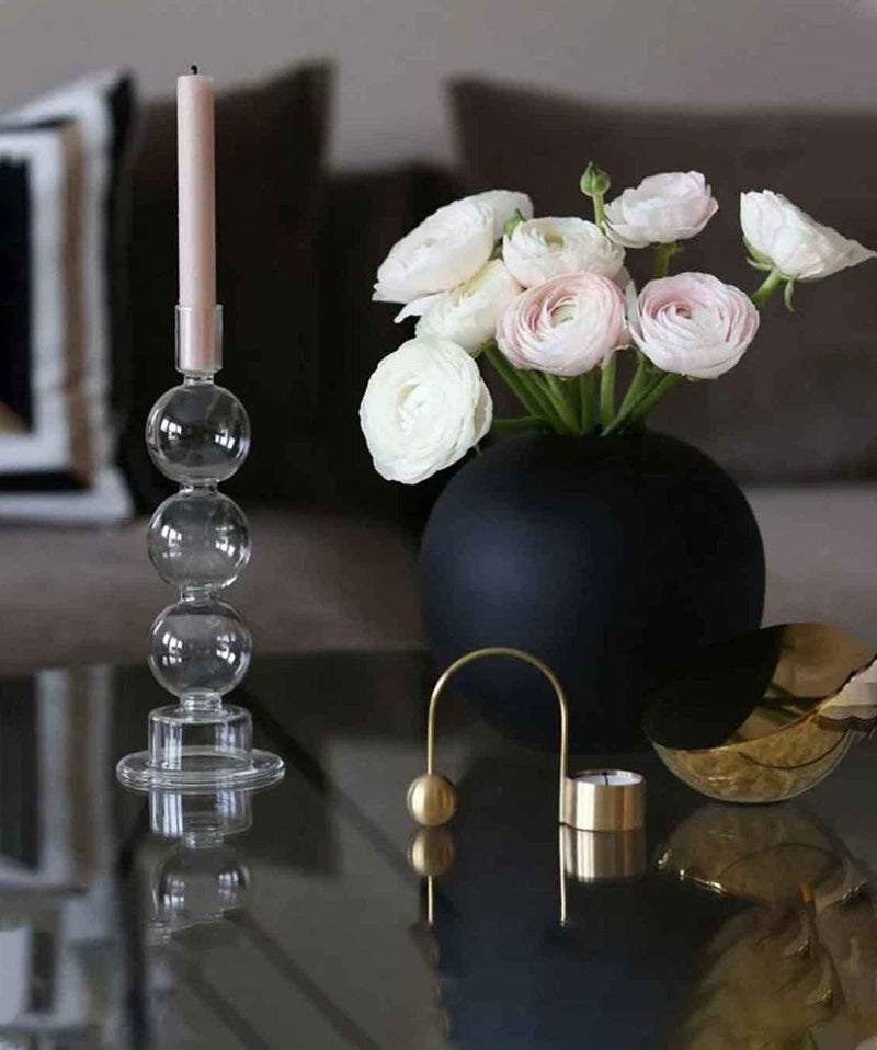 PUREZENTO Cooee Ceramic 4.2 Inch Matte Black Round Vase | Decorative Ceramic Vase for Modern Home Decor & Office | Circle Round Modern Vases for Wedding Dinner Table Party Centerpiece - Image 2