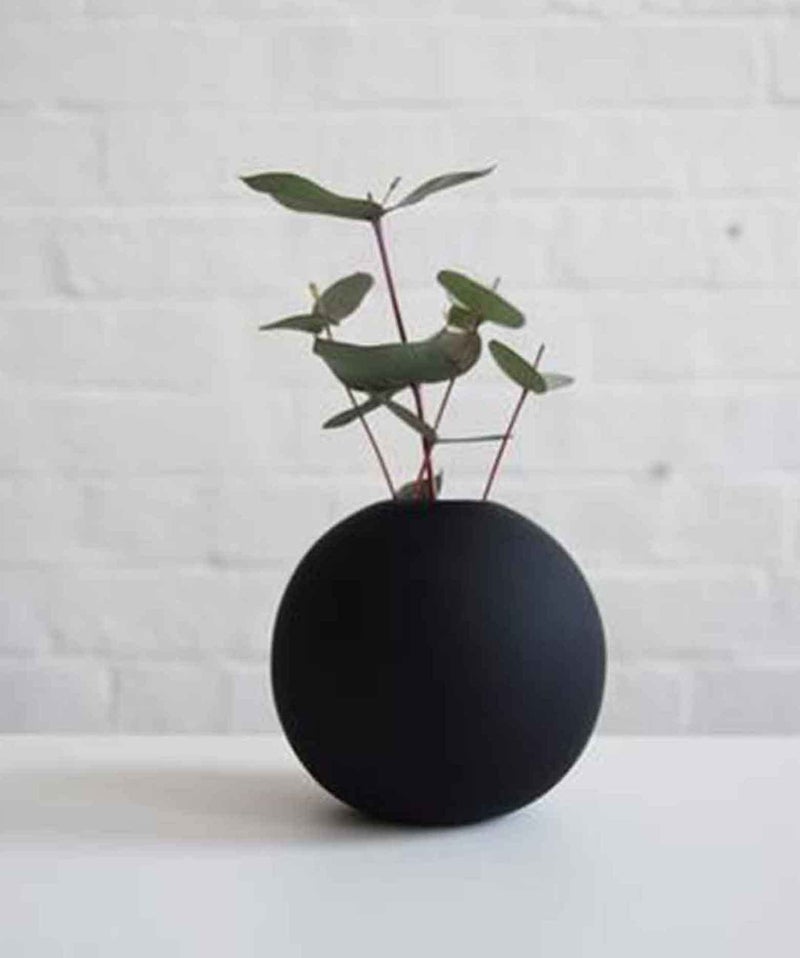 PUREZENTO Cooee Ceramic 4.2 Inch Matte Black Round Vase | Decorative Ceramic Vase for Modern Home Decor & Office | Circle Round Modern Vases for Wedding Dinner Table Party Centerpiece - Image 3