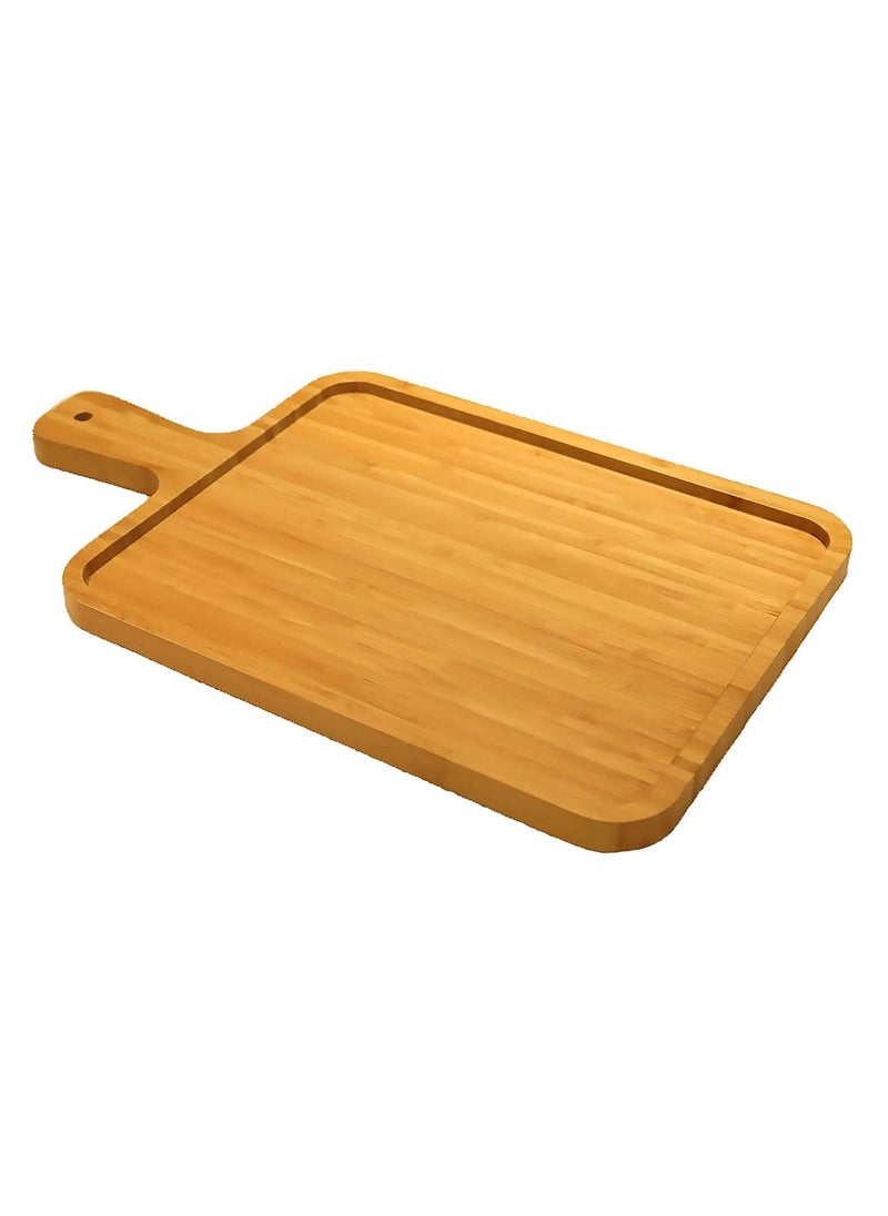 LINGWEI Bamboo Cheese Board Pizza Tray Handmade Wooden Pizza Peel with Handle Fruit and Cheeze Serving Plate Square Chopping Board  - Image 2
