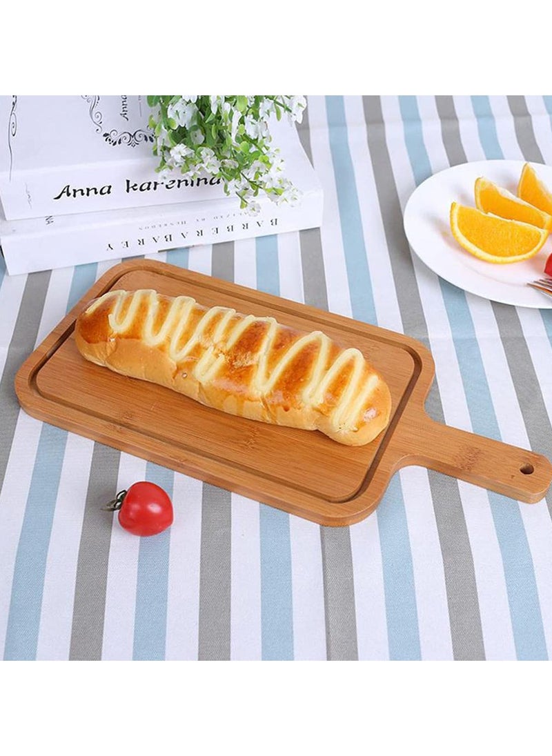 LINGWEI Bamboo Cheese Board Pizza Tray Handmade Wooden Pizza Peel with Handle Fruit and Cheeze Serving Plate Square Chopping Board  - Image 3
