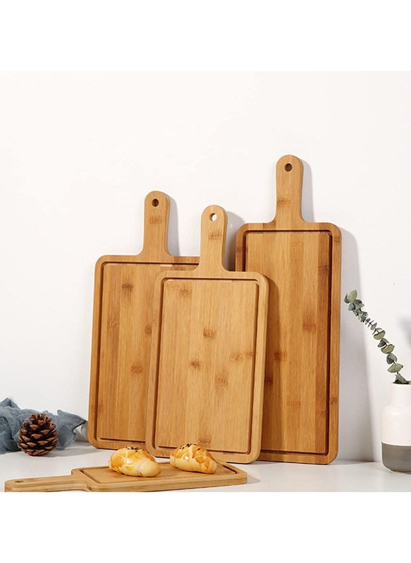LINGWEI Bamboo Cheese Board Pizza Tray Handmade Wooden Pizza Peel with Handle Fruit and Cheeze Serving Plate Square Chopping Board  - Image 4