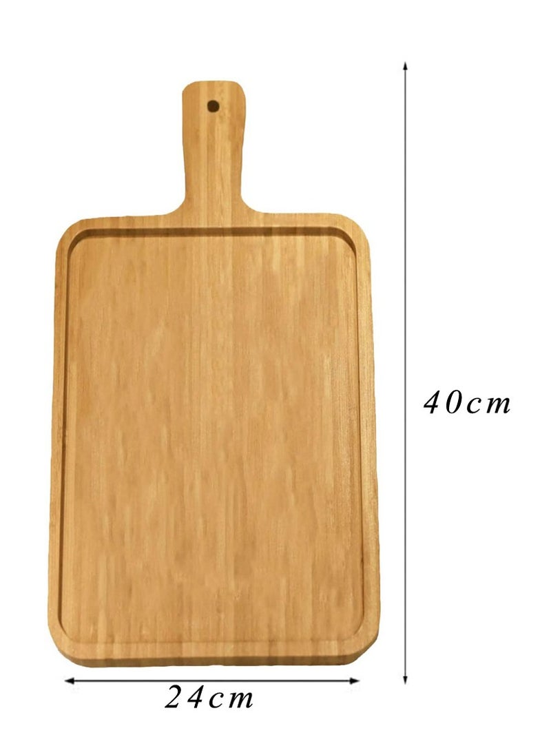 LINGWEI Bamboo Cheese Board Pizza Tray Handmade Wooden Pizza Peel with Handle Fruit and Cheeze Serving Plate Square Chopping Board  - Image 5
