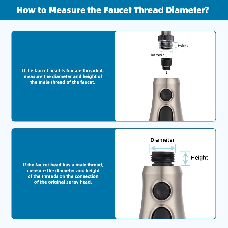 Hibbent Pull Down Kitchen Faucet Head Replacement, NSF/ANSI/CAN 61 & CUPC Certified 3-Function Sink Spray Nozzle with 15 Adapters Compatible with Moen, Delta, Kohler Faucets, Brushed Nickel - Image 4