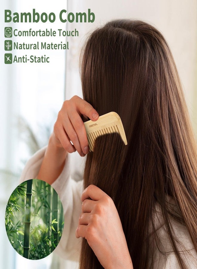 DEBETOOL 5 Pieces Bamboo Comb Set - Natural Wooden Combs for Women Hair Growth, Anti-Static Wood Comb for Curly/Thick Hair Daily Use - Image 3