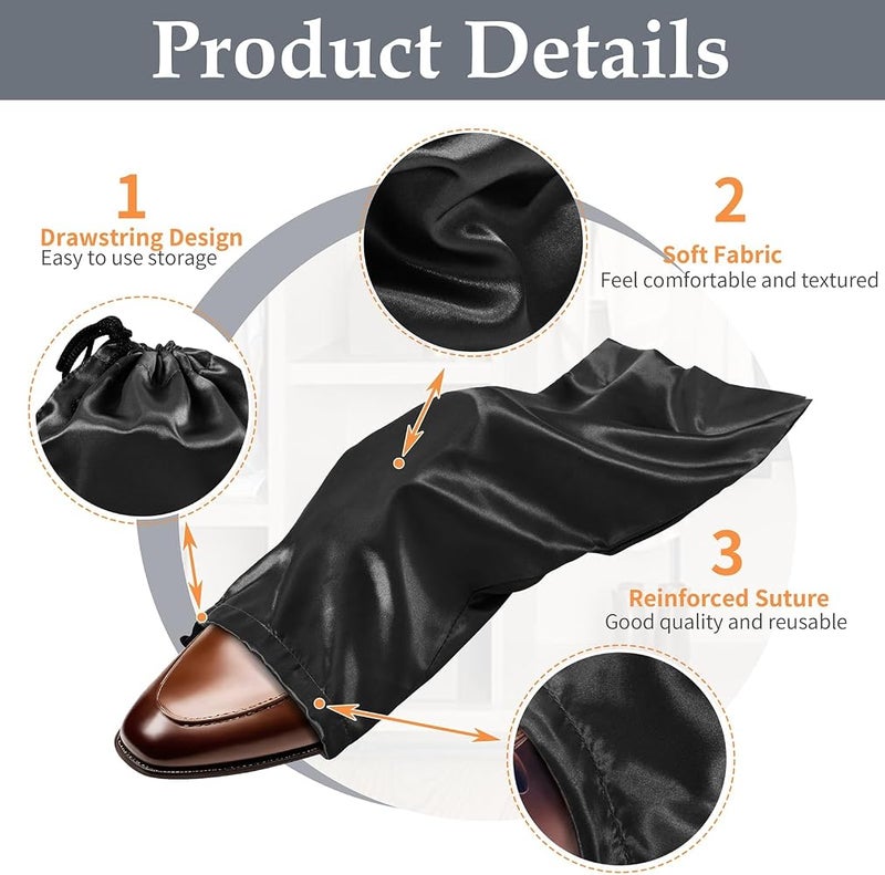KASTWAVE 6 Pack Shoe Bags for Travel, Satin Drawstring Shoe Storage Bags, Dust-proof, Moisture-proof, Protect Shoes, 17.7 x 7.9 In, Organize Accessories, Black - Image 5