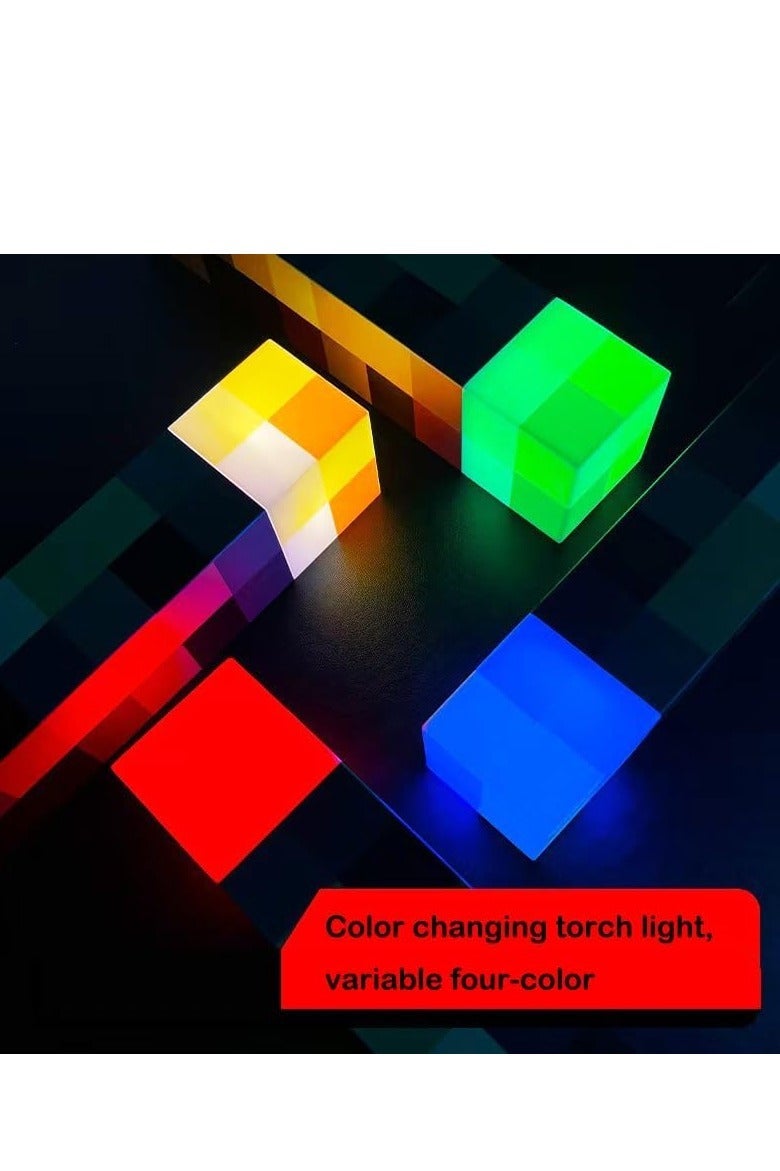 مصباح حائط على طراز ماينكرافت، مصباح طاولة بأربعة ألوان قابلة للتغيير، ضوء ليلي قابل للشحن عبر USB، مصباح محمول باليد أو قابل للتثبيت على الحائط بجانب السرير، للديكور المنزلي/المكتبي - Image 3