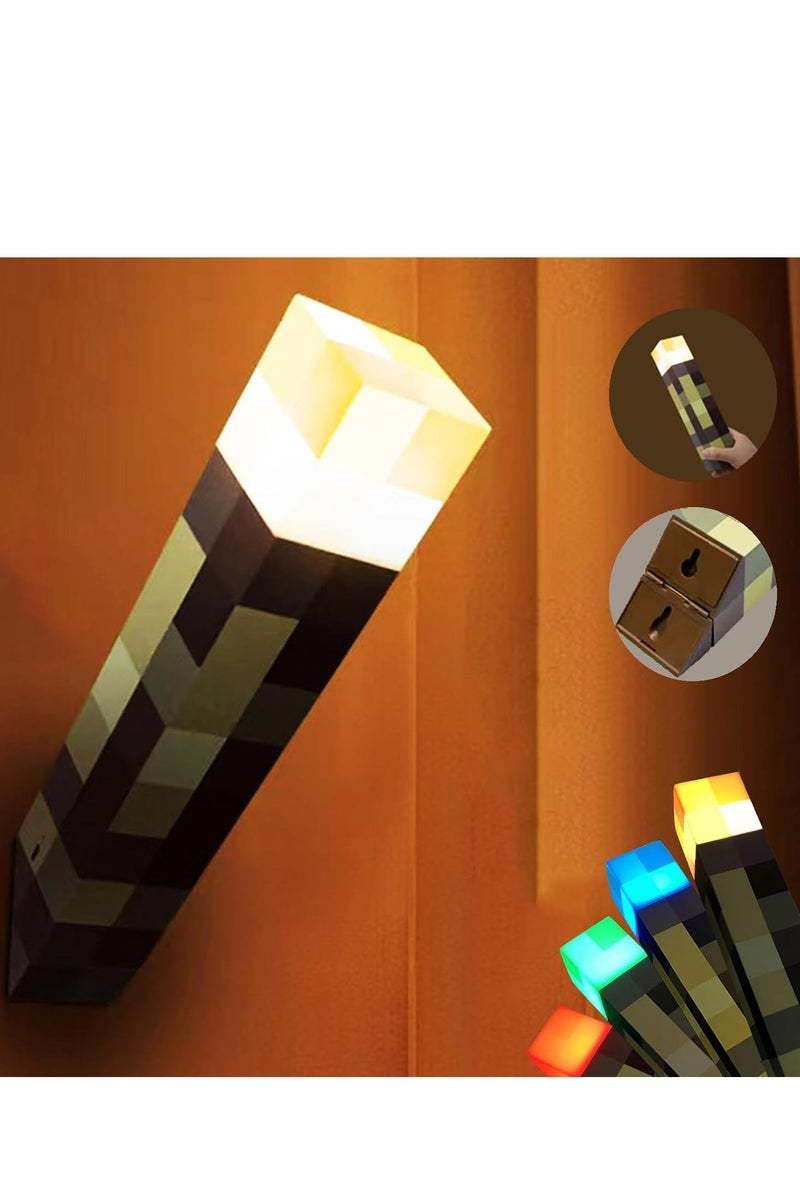 مصباح حائط على طراز ماينكرافت، مصباح طاولة بأربعة ألوان قابلة للتغيير، ضوء ليلي قابل للشحن عبر USB، مصباح محمول باليد أو قابل للتثبيت على الحائط بجانب السرير، للديكور المنزلي/المكتبي - Image 2