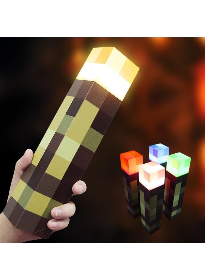 مصباح حائط على طراز ماينكرافت، مصباح طاولة بأربعة ألوان قابلة للتغيير، ضوء ليلي قابل للشحن عبر USB، مصباح محمول باليد أو قابل للتثبيت على الحائط بجانب السرير، للديكور المنزلي/المكتبي - Image 1