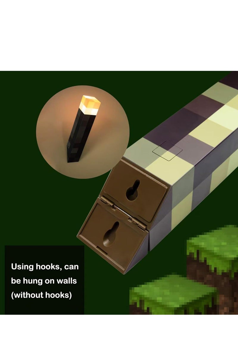 مصباح حائط على طراز ماينكرافت، مصباح طاولة بأربعة ألوان قابلة للتغيير، ضوء ليلي قابل للشحن عبر USB، مصباح محمول باليد أو قابل للتثبيت على الحائط بجانب السرير، للديكور المنزلي/المكتبي - Image 4