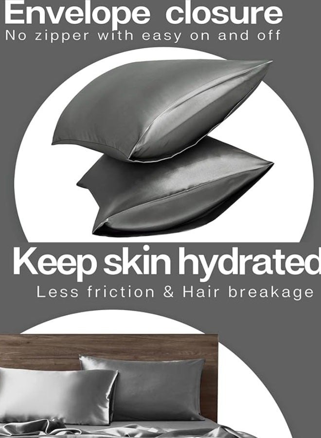 ZCM-HAPPY Pack of 2 Skin-Friendly Silk Satin Pillowcases with Envelope Design, Smooth Pillowcase Hair-Friendly Pillowcase Luxurious Satin Pillow Covers For Better Sleep Anti-wrinkle Pillowcases for Sensitive Skin - Image 3