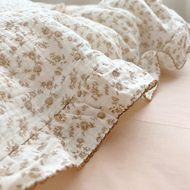 BuLuTu Cotton Muslin Kids Toddler Pillowcase with Cute Camellia Flowers Super Soft Travel Pillow Nursery Pillowcase for Boys,Girls,Bedding Decor Machine Washable, Durable Pillowcase,1 Piece,14"x20" - Image 4