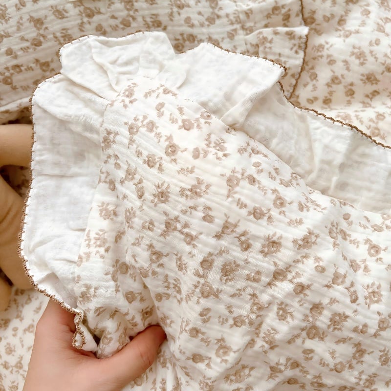 BuLuTu Cotton Muslin Kids Toddler Pillowcase with Cute Camellia Flowers Super Soft Travel Pillow Nursery Pillowcase for Boys,Girls,Bedding Decor Machine Washable, Durable Pillowcase,1 Piece,14"x20" - Image 5