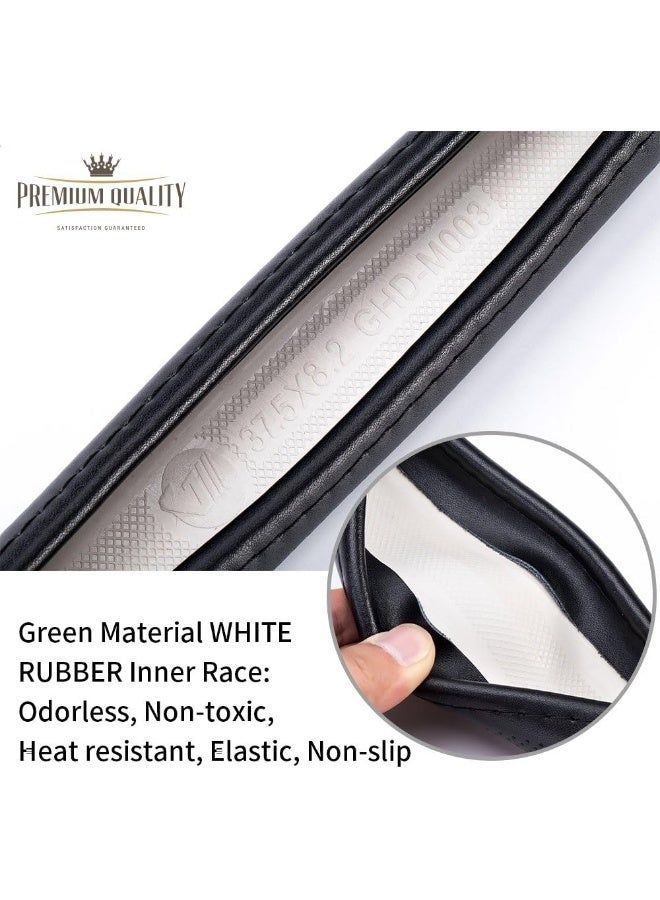 FMS Genuine Leather Car Steering Wheel Cover Universal 15.5 Inch Automotive Interior Accessories-Black - Image 5