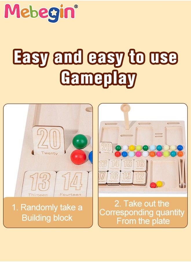 MEBEGIN - Wooden Math Counting Manipulative Toy Set, Bead Matching Game For Toddlers, Creative Peg Board Beads Game, Addition and Subtraction Puzzle Game, Non-toxic Montessori Math Toy, Fun Number Maze, Perfect Gift for Perschoolers - Image 1
