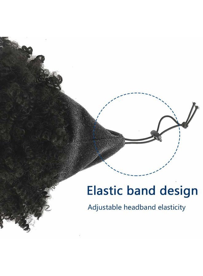 Aisaide Gray Headband Wigs for Black Women,Afro Headband Wig Synthetic Short Curly Wigs Afro Kinky Curly Black Wig with Bangs Wrap Wigs 2 in 1 Head Wrap Wig with Headband Attached Turban Wig - Image 4