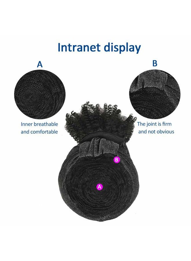 Aisaide Gray Headband Wigs for Black Women,Afro Headband Wig Synthetic Short Curly Wigs Afro Kinky Curly Black Wig with Bangs Wrap Wigs 2 in 1 Head Wrap Wig with Headband Attached Turban Wig - Image 3