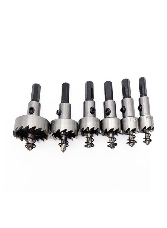 NIBEMINENT 6-Piece Drill Bit Hole Saw Set Silver/Black  - Image 1
