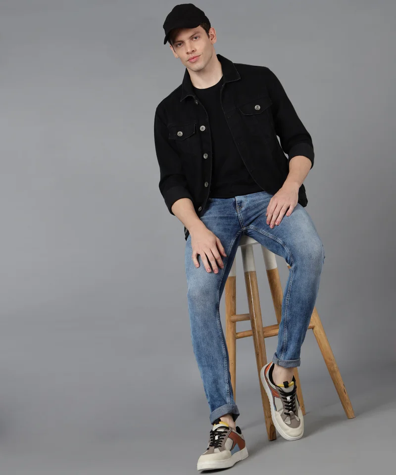 Urbano Fashion  Urbano Fashion Men's Royal Blue Skinny Fit Washed Jeans Stretchable  | Best Price UAE