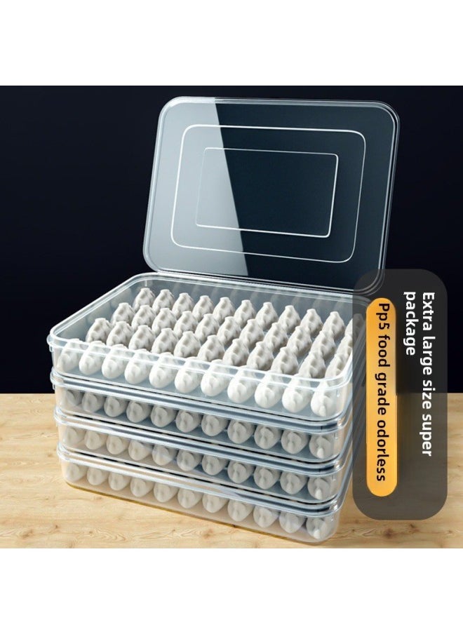 Generic - Wholesale New Large Refrigerator Storage Box Multi-layer With Lid Quick-frozen Pp Dumpling Box Dumpling Tray Fresh-keeping Box-Specifications:Extra Large 1 Box 1 Cover (stackable)-Color:Transparent - Image 1