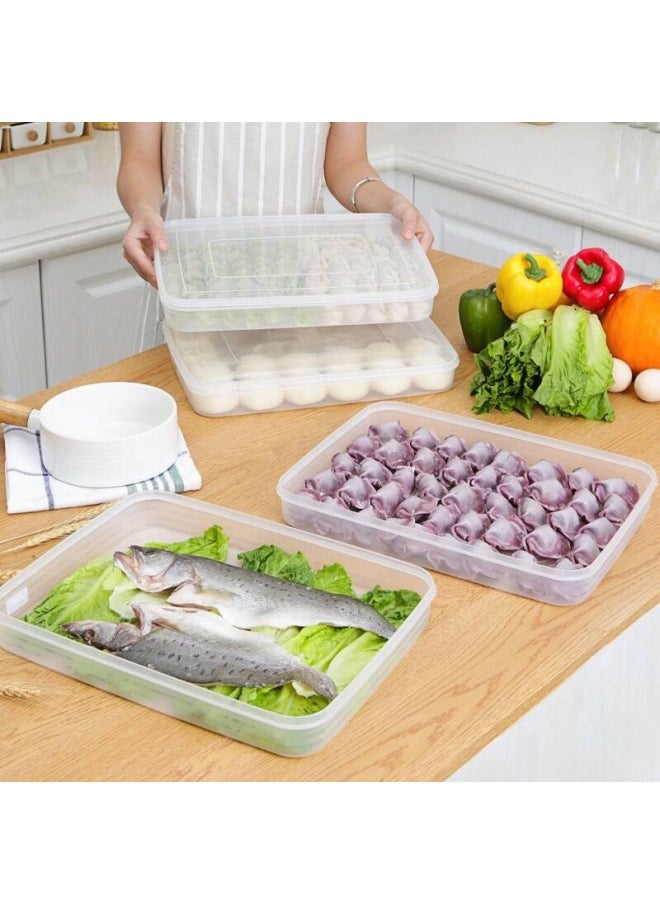 Generic - Wholesale New Large Refrigerator Storage Box Multi-layer With Lid Quick-frozen Pp Dumpling Box Dumpling Tray Fresh-keeping Box-Specifications:Extra Large 1 Box 1 Cover (stackable)-Color:Transparent - Image 1