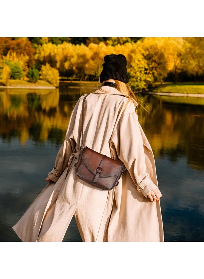 آي سوي حقائب يد ومحافظ جلدية أصلية من Iswee للنساء، حقائب كروس بودي، حقيبة كتف صغيرة بنية اللون، حقيبة عمل (بنية) - Image 1