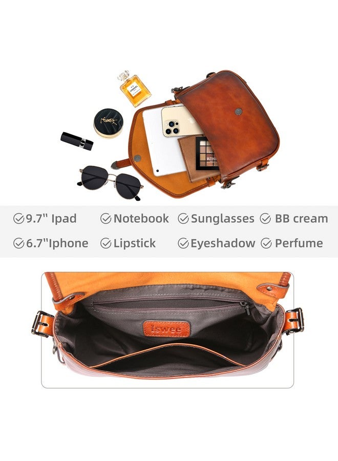 آي سوي حقائب يد ومحافظ جلدية أصلية من Iswee للنساء، حقائب كروس بودي، حقيبة كتف صغيرة بنية اللون، حقيبة عمل (بنية) - Image 4