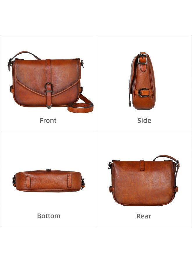 آي سوي حقائب يد ومحافظ جلدية أصلية من Iswee للنساء، حقائب كروس بودي، حقيبة كتف صغيرة بنية اللون، حقيبة عمل (بنية) - Image 3