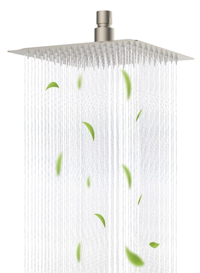 Hibbent All Metal 8 Inch Shower Head, High Pressure Stainless Steel Rain Showerheads, Bathroom Rainfall Showerhead with Ultra-thin Design, Adjustable Brass Ball Joint, Silicone Nozzles, Brushed Nickel - Image 1