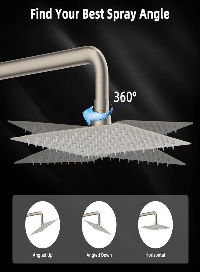 Hibbent All Metal 8 Inch Shower Head, High Pressure Stainless Steel Rain Showerheads, Bathroom Rainfall Showerhead with Ultra-thin Design, Adjustable Brass Ball Joint, Silicone Nozzles, Brushed Nickel - Image 4