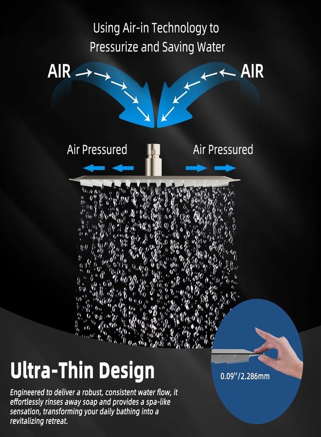 Hibbent All Metal 8 Inch Shower Head, High Pressure Stainless Steel Rain Showerheads, Bathroom Rainfall Showerhead with Ultra-thin Design, Adjustable Brass Ball Joint, Silicone Nozzles, Brushed Nickel - Image 5