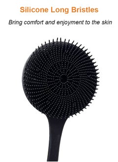 Farahom Silicone Back Scrubber for Shower, Long Handle Body Brush for Men and Women, Double Sided Shower Brush for Shower Exfoliating and Massage, Black  - Image 5