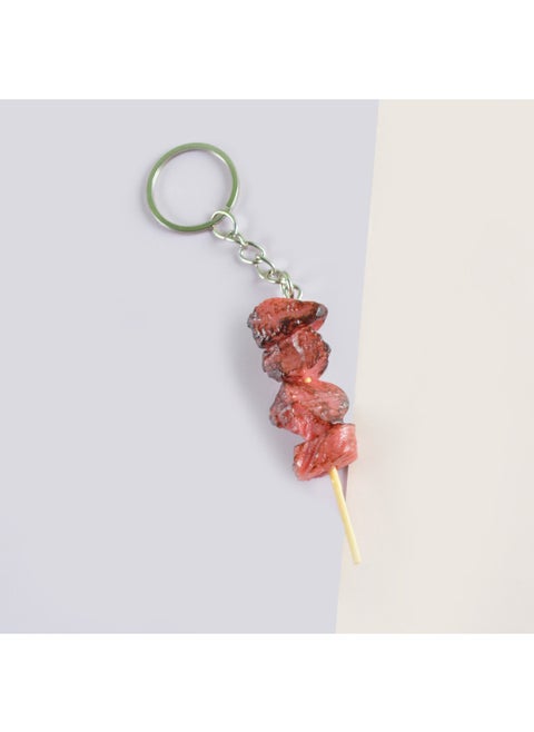 PVC Simulation Food Keychain Fun Squid Whisker Gluten Corn Barbecue String Toy Funny Food Play Model-Color:Barbecue-Keychain