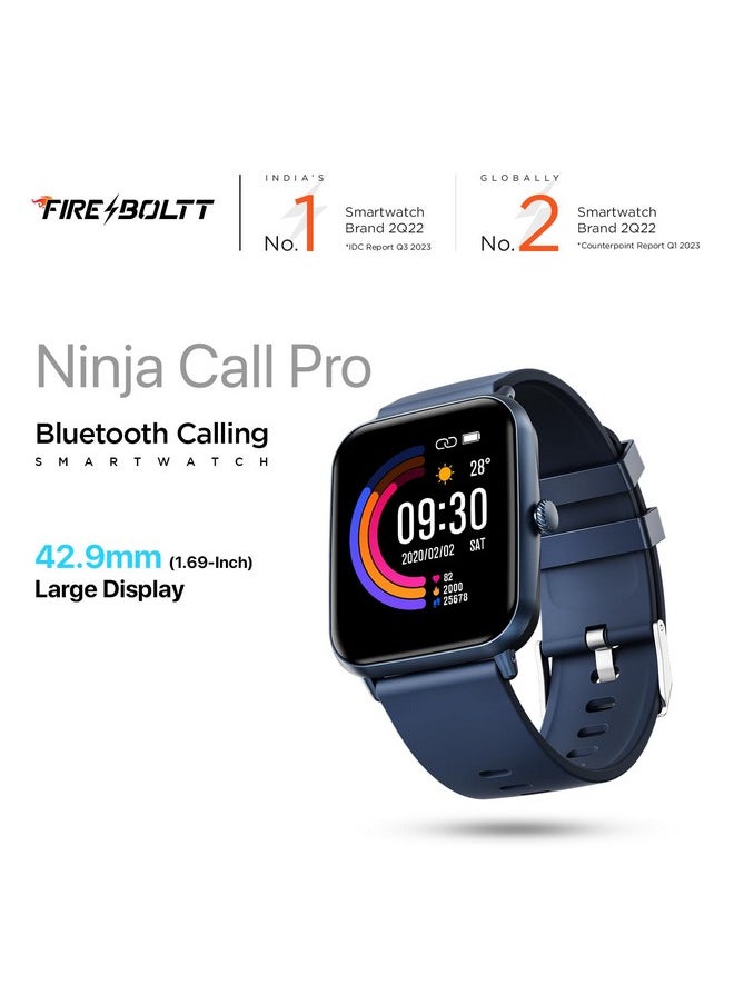 Fire-Boltt Ninja Call Pro Smart Watch Dual Chip Bluetooth Calling, 42.92mm (1.69 inch) Display, AI Voice Assistance with 100 Sports Modes, with SpO2 & Heart Rate Monitoring