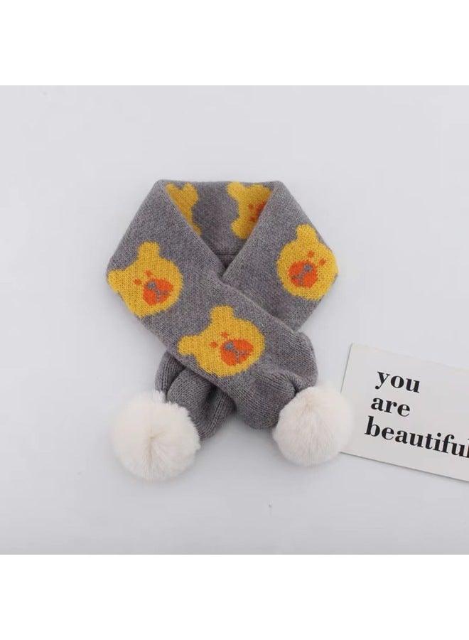 South Korea Children's Scarf Trendy New Boys And Girls Knitted Wool Bear Scarf Cross Children's Wool Cartoon Scarf