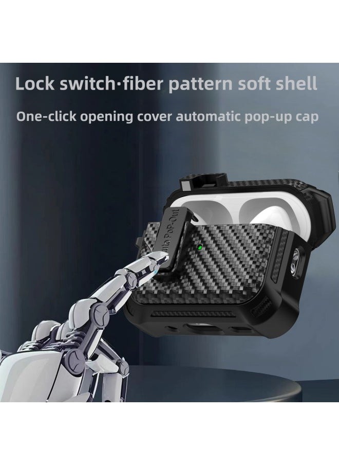 Generic - Fiber Pattern Applicable AirPods Pro2 Generation Anti-fall Protective Cover Airpods1/2 Generation Bluetooth TPU Earphone Case-Color:Black-Model:Airpods 3rd Generation - Image 1